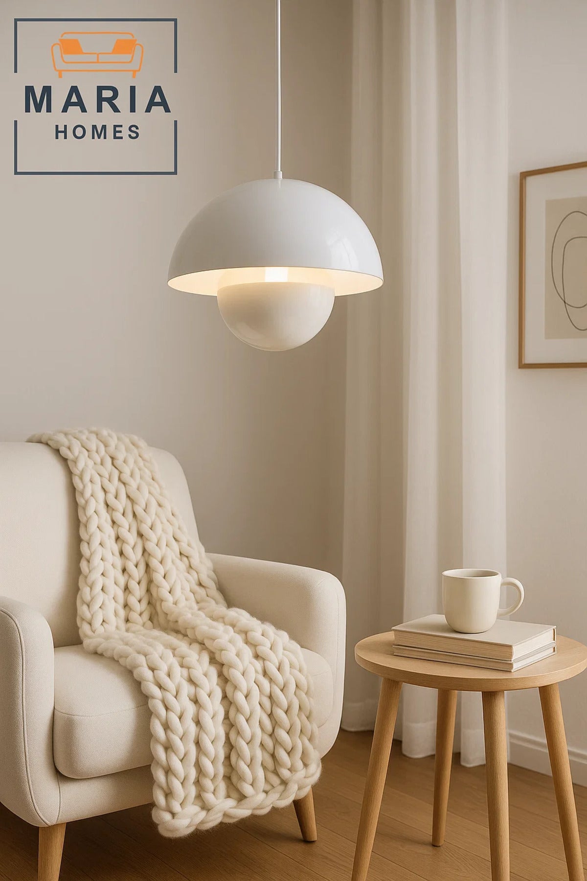 Glossy White Dome Pendant Light