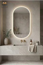 Modern Oval LED Wall Mirror with Touch Sensor, Backlit Frameless Decorative Mirror for Bathroom, Bedroom, Vanity, Dressing Room and Hallway