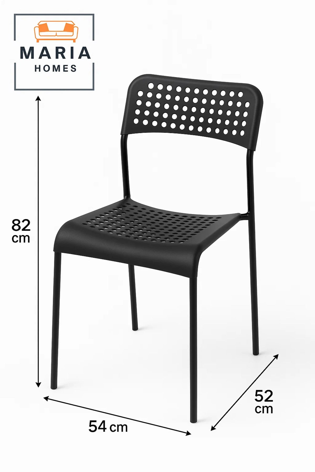Modern Black Plastic Chair with Perforated Back and Seat Ð Lightweight & Stackable