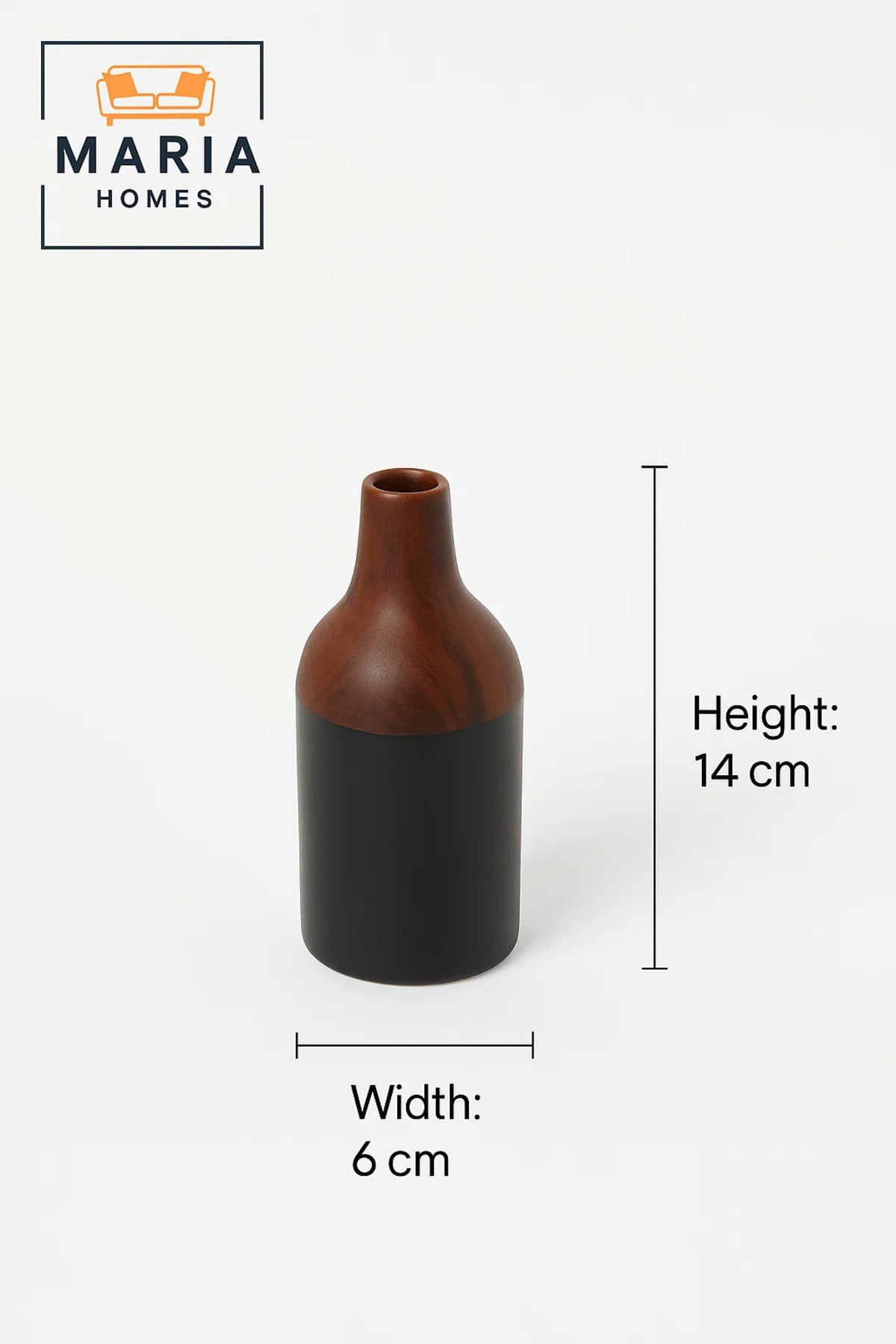 Two-Tone Ceramic Vase in Brown and Black Ð Modern Bottle Shape
