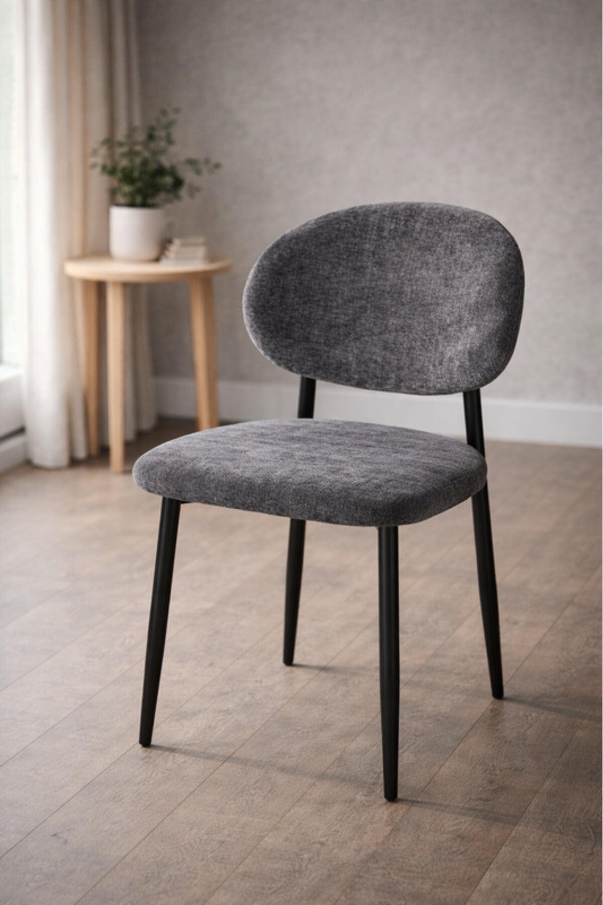Modern Dark Grey Upholstered Dining Chair with Metal Legs modern dark grey Kitchen
