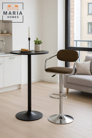 Adjustable Brown Bar Stool with Chrome Base and Backrest Ð Swivel Counter Chair for Kitchen & Bar