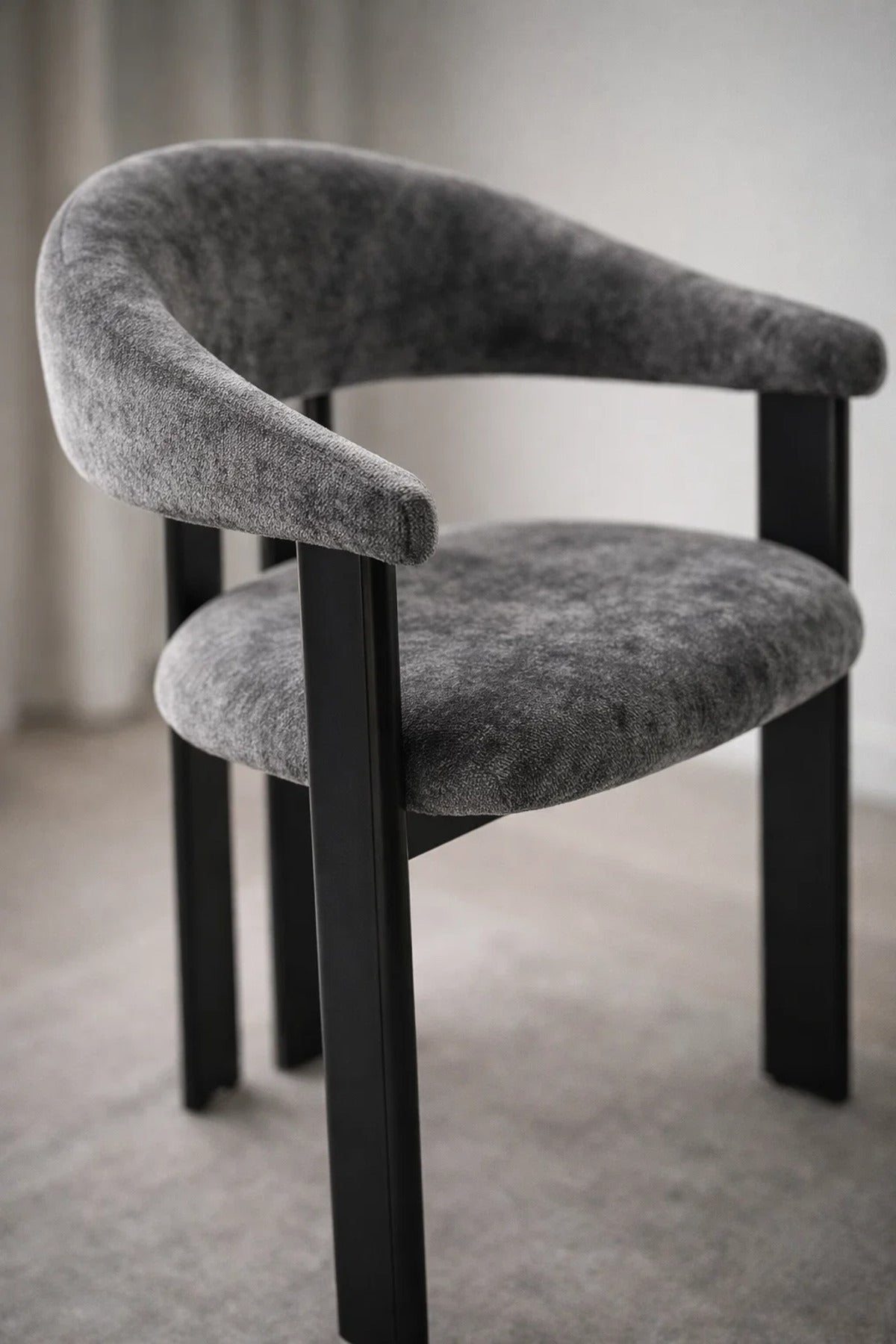 Dark Grey Armchair with Black Wooden Legs, 79x48x49 CM dark grey armchair Dining Room