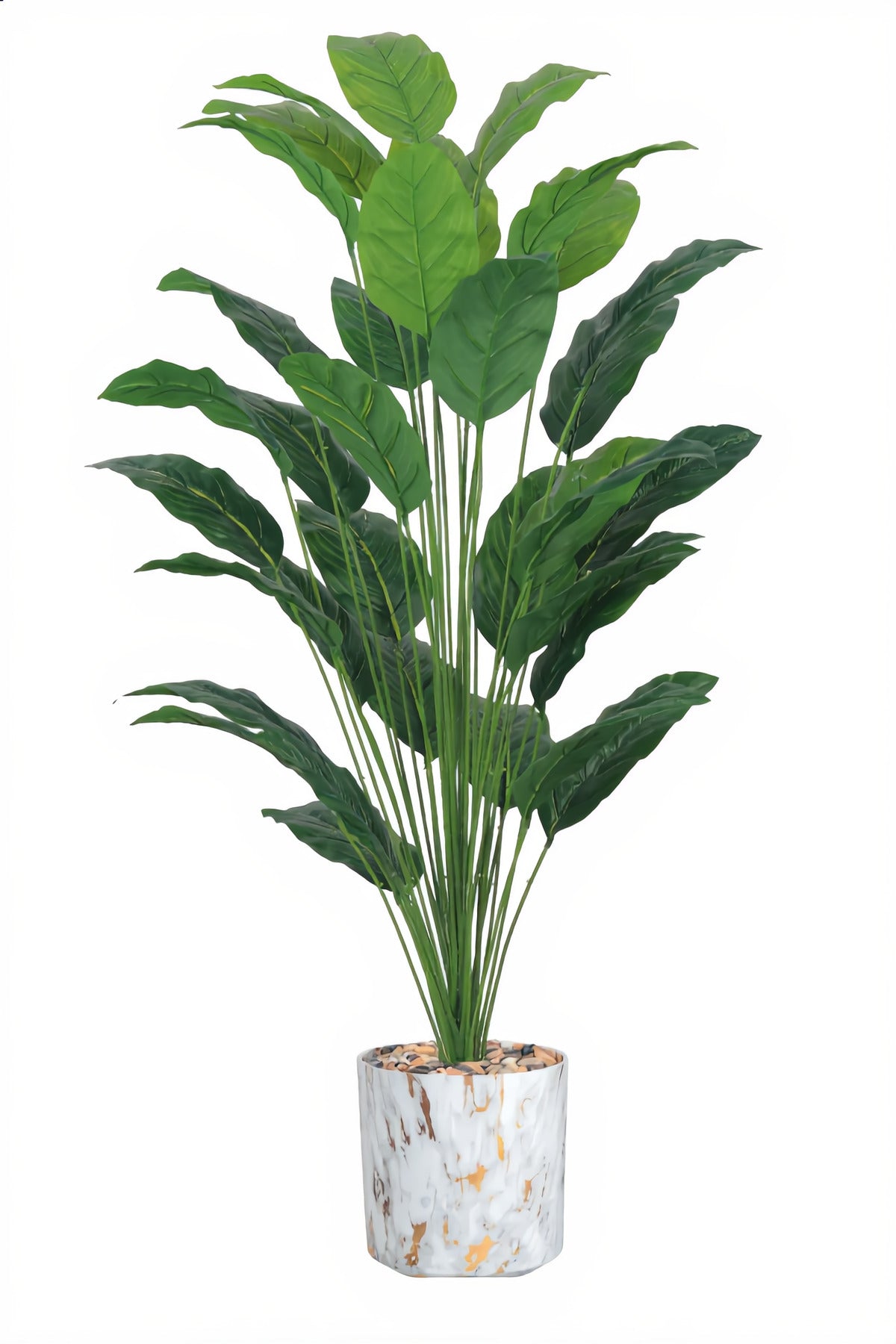 Artificial Banana Leaf Plant 135 cm with Marble Design Pot – 36 Leaf Indoor Decorative Plant