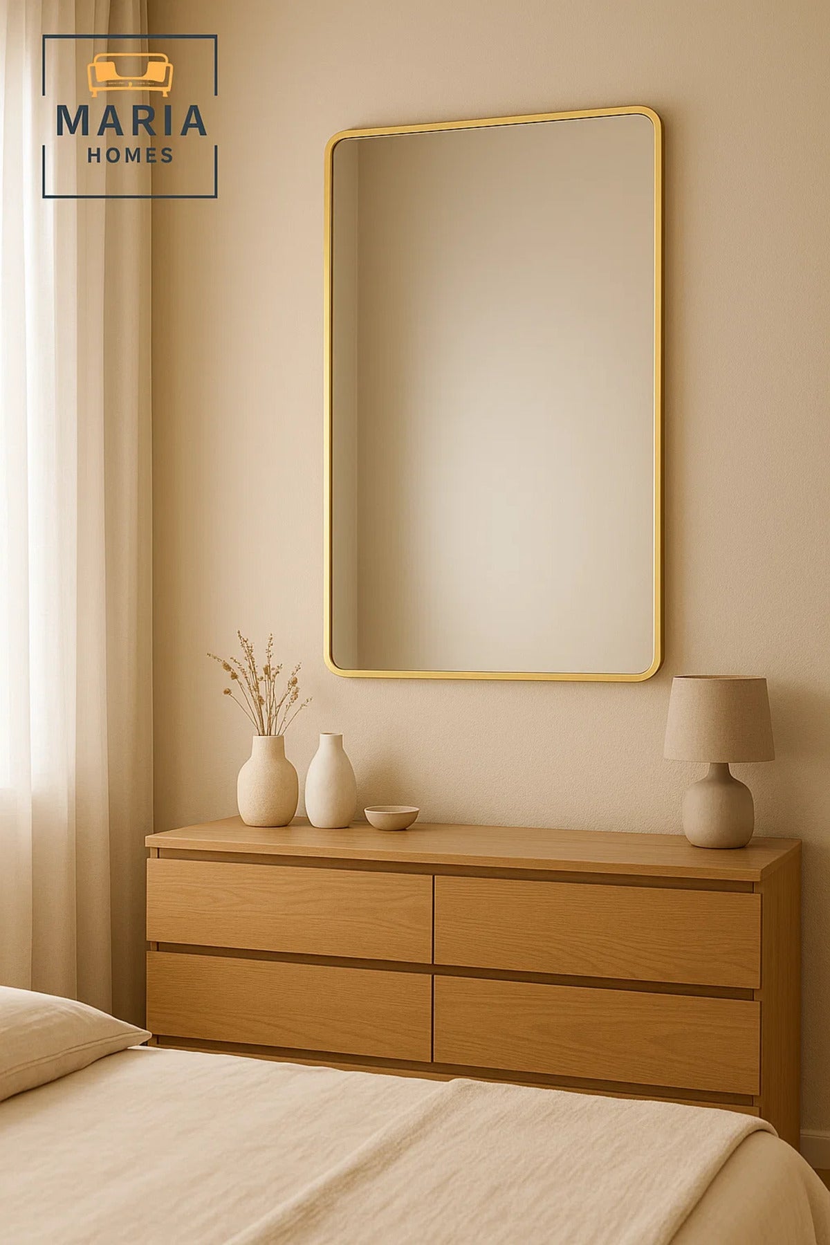 Luxury Gold Wall Mirror for Bathroom, Bedroom, Living Room, Dressing & Home D≈Ωcor √ê 100_60 cm