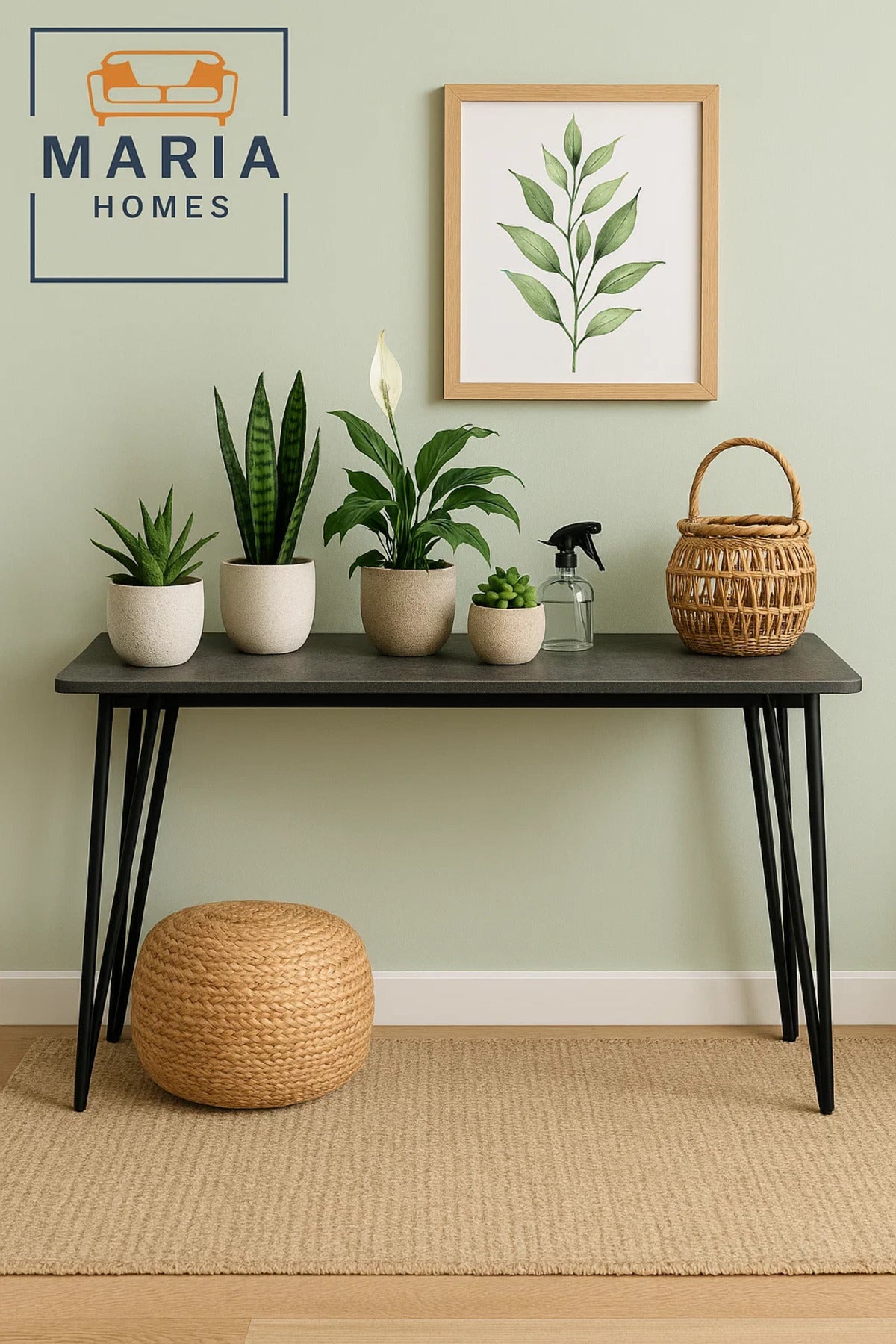 Industrial Console Table 120x40x80cm Ð Modern Grey Top with Metal Hairpin Legs for Home & Office
