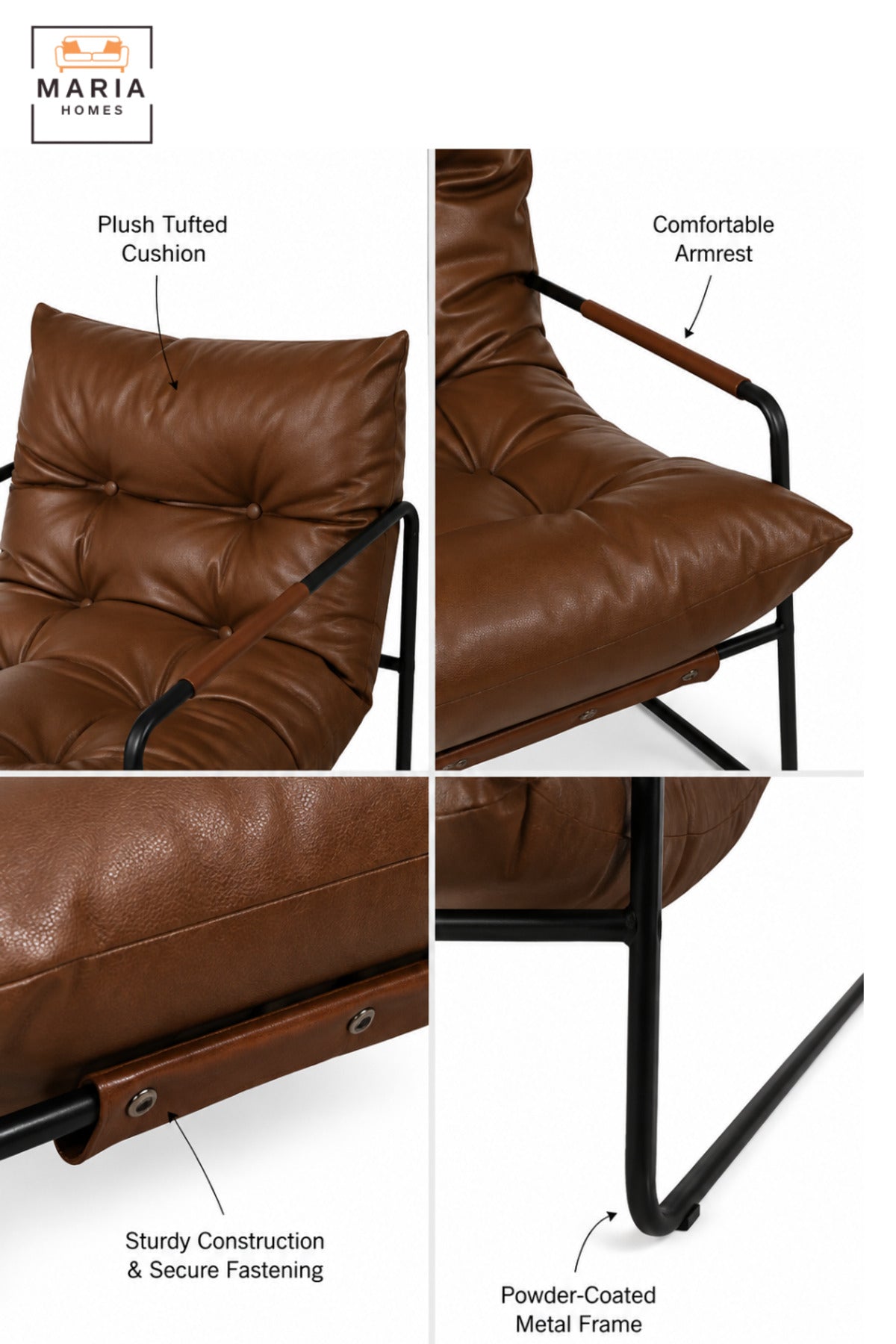 Modern Upholstered Lounge Chair with Deep Tufted Cushion & Slim Armrests | Contemporary Relaxing Accent Chair for Living Room, Bedroom & Lounge