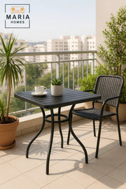 Modern Black Square Cafe Table 80x80x75 cm Outdoor Indoor Metal Dining Table