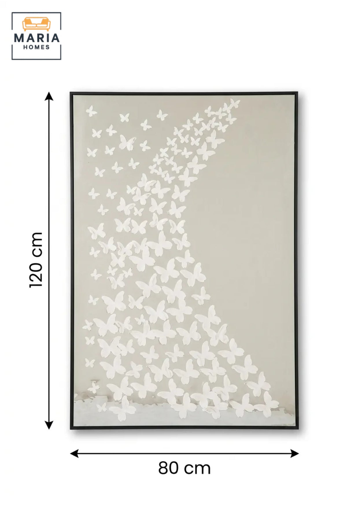Modern Butterfly Textured Wall Art with Black Frame, White and Grey Abstract Canvas Print for Living Room, Bedroom, Hallway and Office Décor