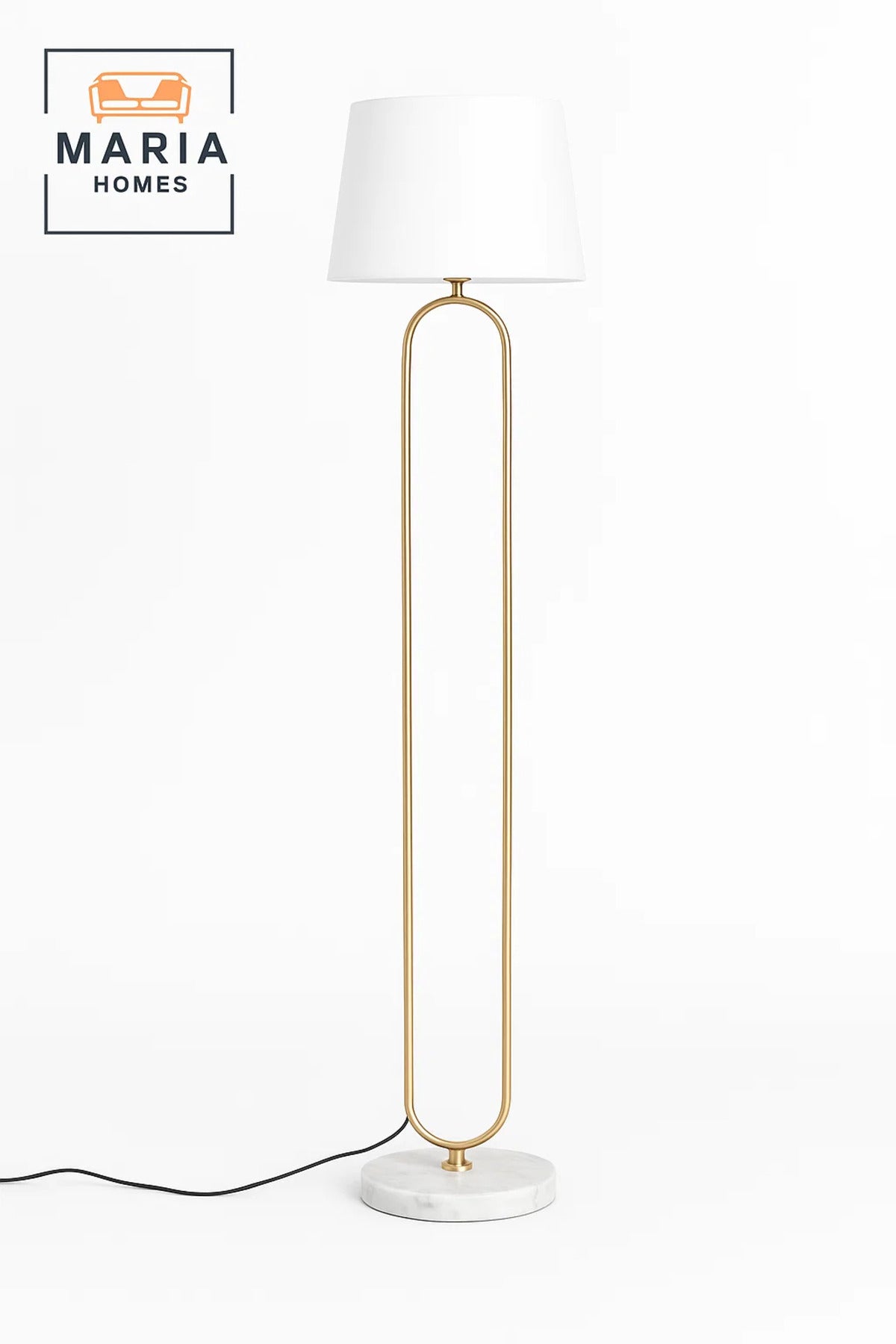 Elegant White Floor Lamp with Gold Frame