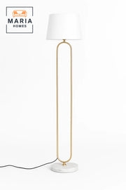 Elegant White Floor Lamp with Gold Frame