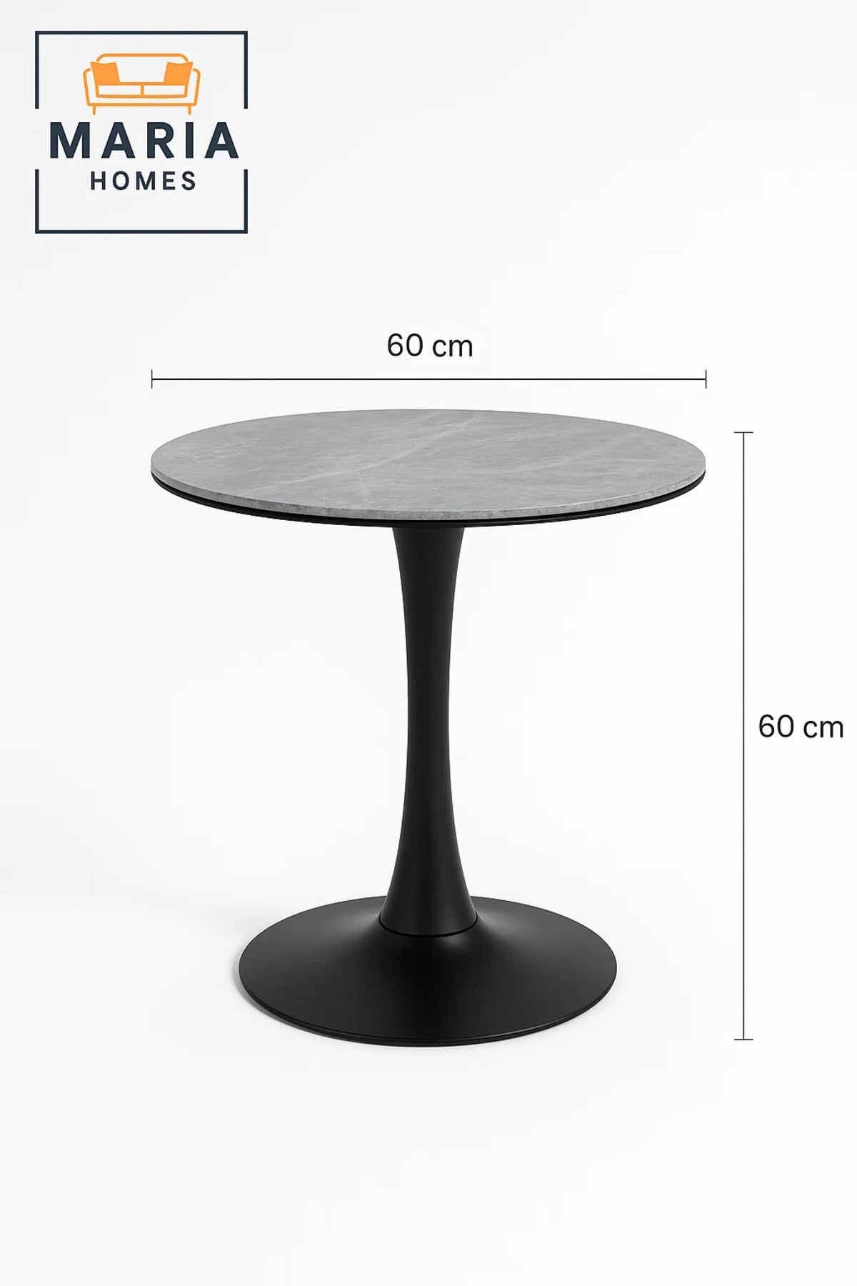 Round Grey Marble Dining Table √ê Modern Caf≈Ω, Restaurant, Office & Home Metal Furniture 60_60 cm
