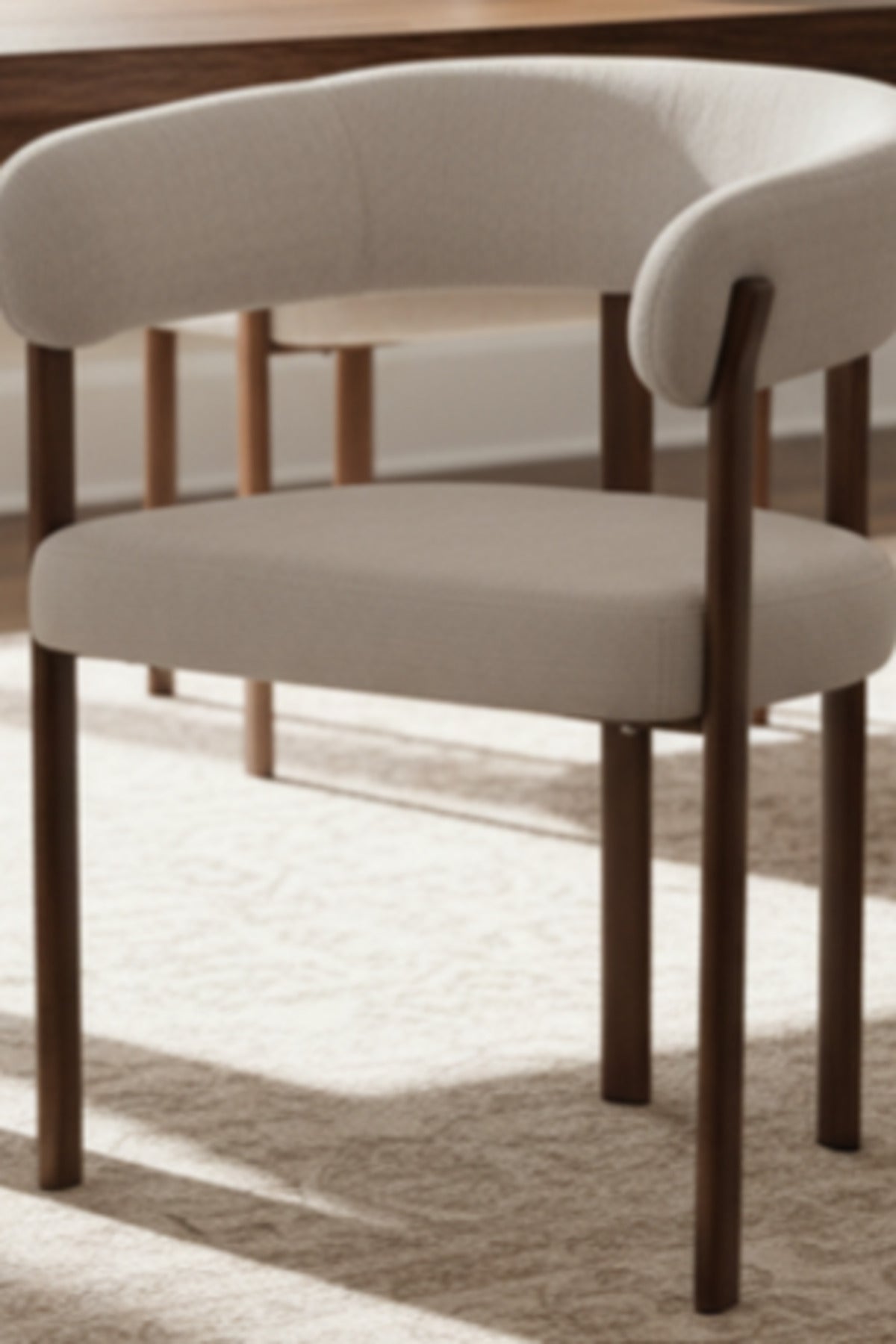 Off-White Armchair with Wooden Legs, 77x59x48 CM off white armchair Dining Room Chair