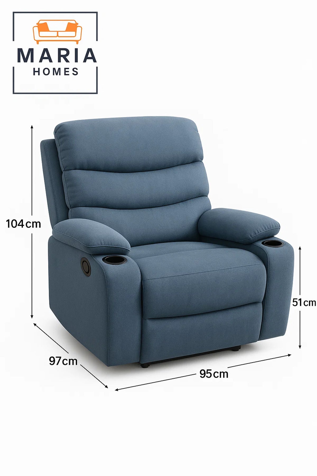 Gray Fabric Recliner Armchair with Cup Holders Ð Comfortable Lounge Chair for Living Room & Theater