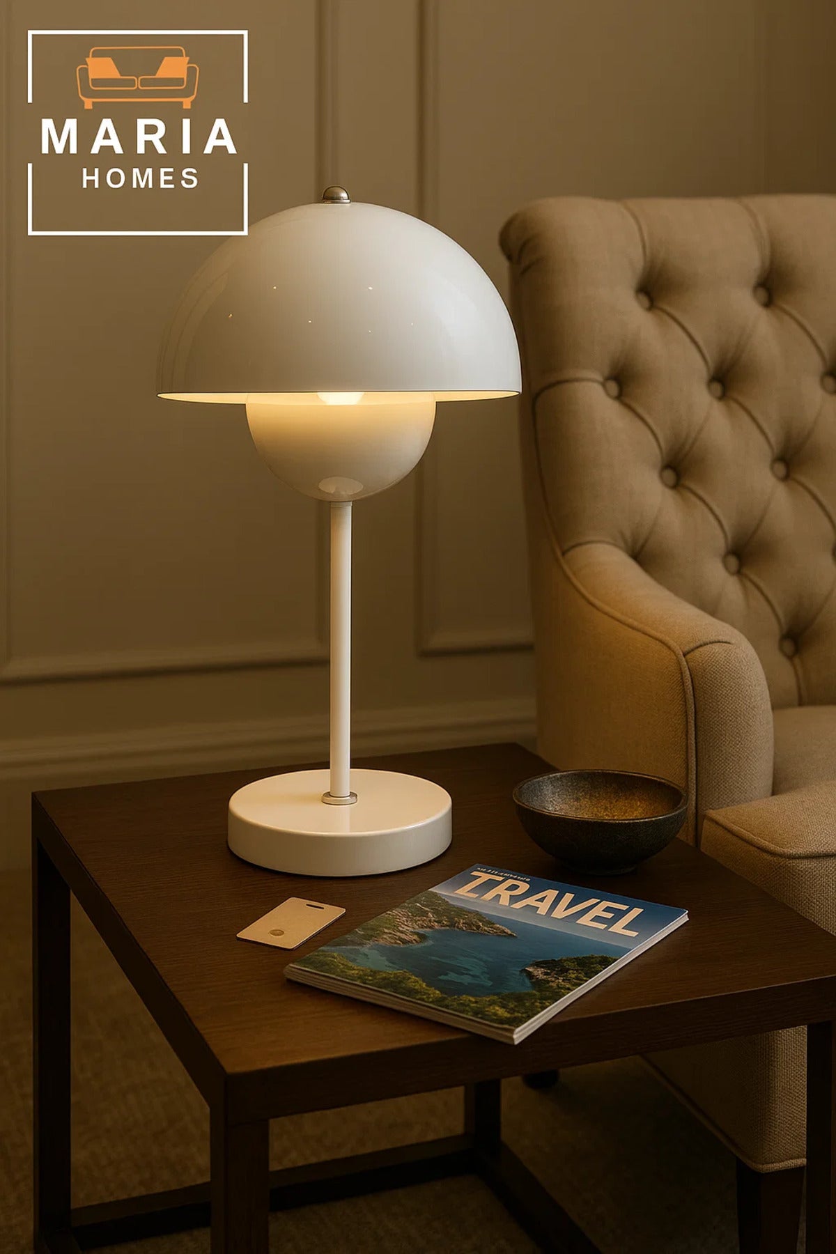 Glossy White Dome Table Lamp