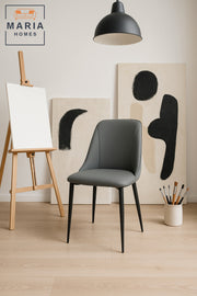 Elegant Grey Upholstered Dining Chair Ð Padded Faux Leather Seat With Black Legs For Home & Office
