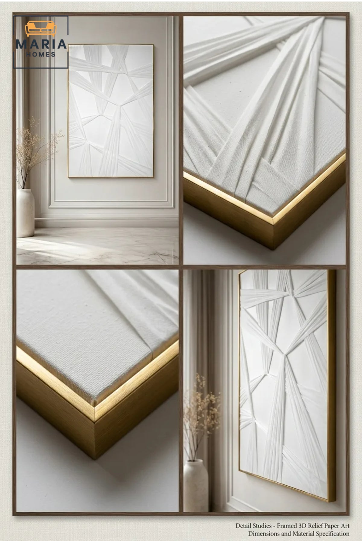 Modern White Geometric Framed Wall Art √ê Minimalist Abstract Textured Painting for Living Room, Bedroom, Hallway & Office D≈Ωcor