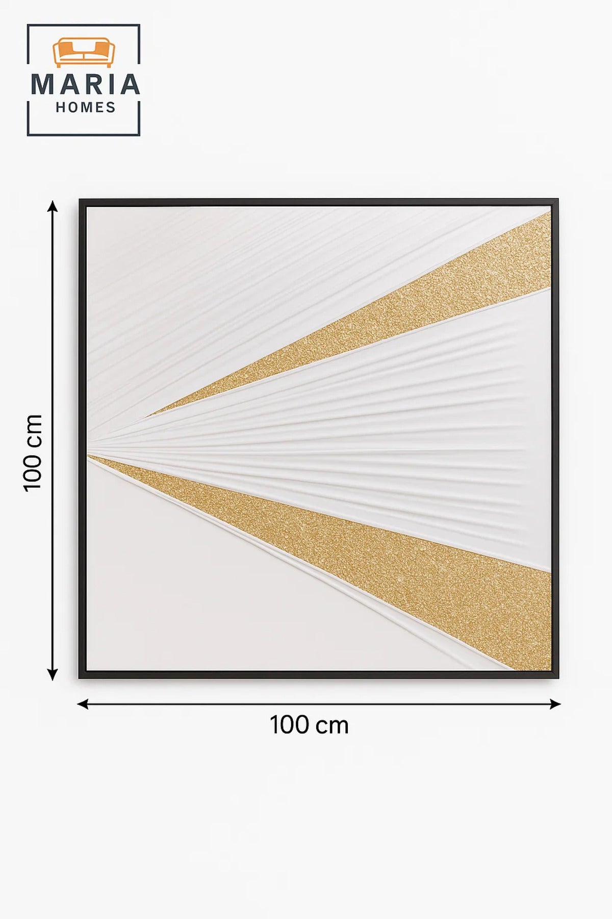 White and Gold Abstract Folded Wall Art Modern Luxury Textured Decor for Living Room 100*100CM