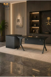 Modern Executive Office Desk with Side Storage Cabinet √ê Contemporary Manager Workstation Desk
