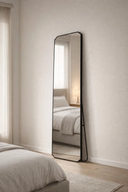 Black Aluminum Floor Mirror Full Length Standing Break Resistant 160x40cm Modern Home Bedroom Design