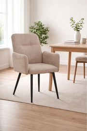 Beige Armchair with Black Metal Legs, 90x55x47 CM beige armchair Dining Room Chair