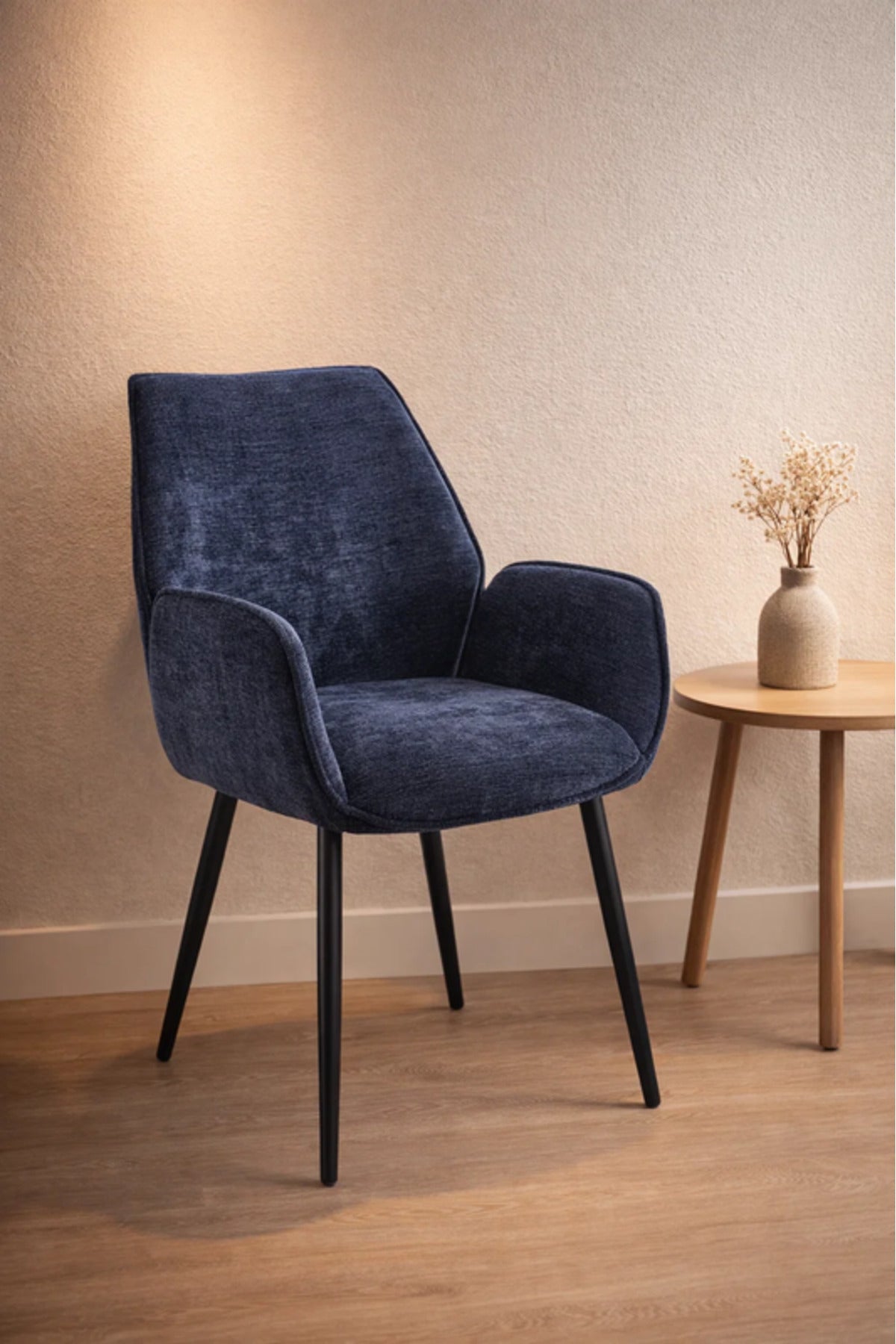 Blue Armchair with Black Metal Legs, 91x47x49 CM blue armchair Dining Room Chair