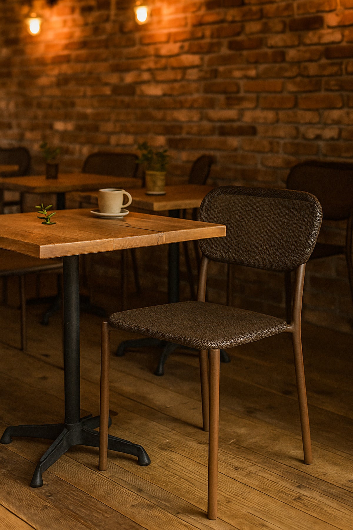 Brown Fabric Dining Chair Ð Modern Upholstered Chair with Metal Legs for Dining Room, Office & CafŽ