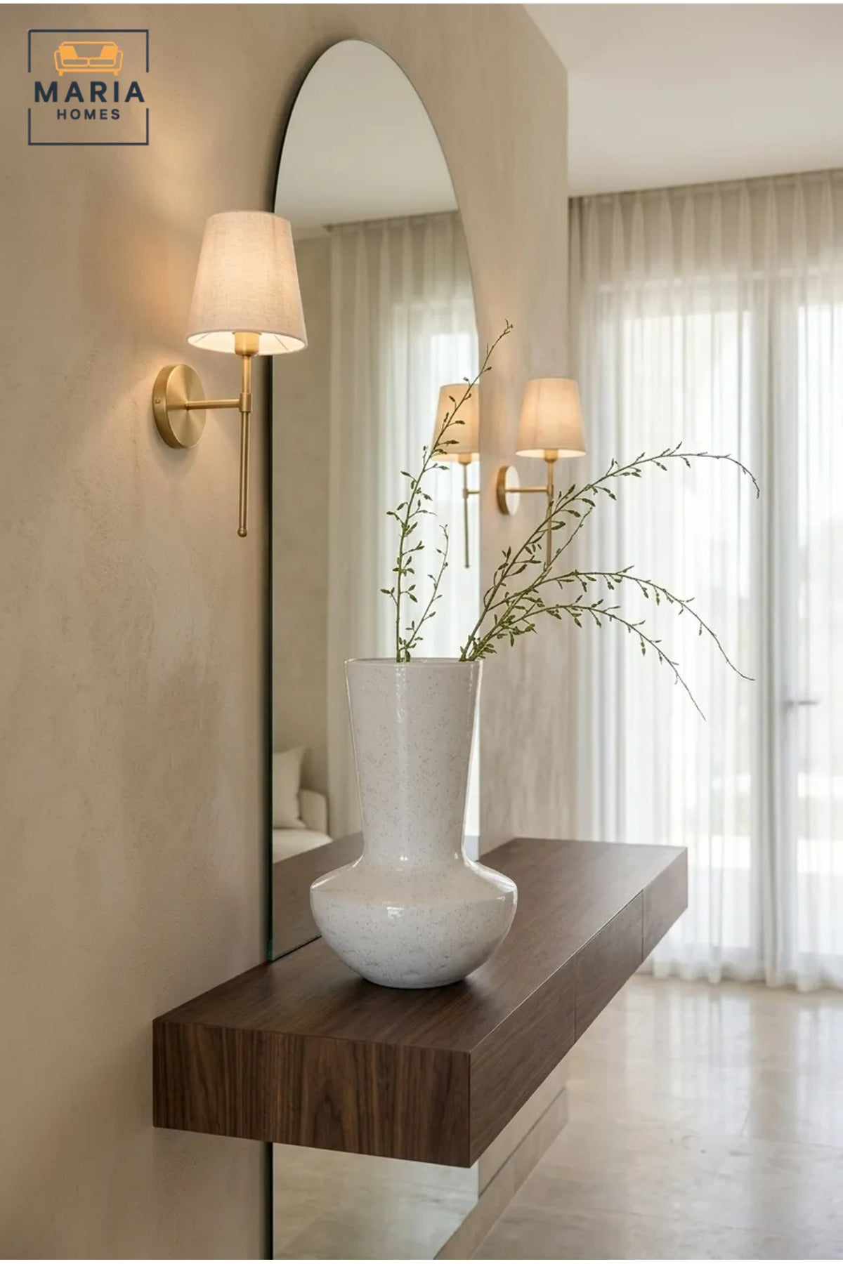White Textured Decorative Vase, Modern Ceramic Flower Holder with Tall Neck and Rounded Base for Living Room, Bedroom, Office, Shelf and Table Décor
