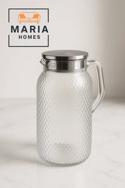 Diamond-Cut Glass Water Pitcher with Stainless Steel Lid Ð 1.5 Liter, Infuser Spout