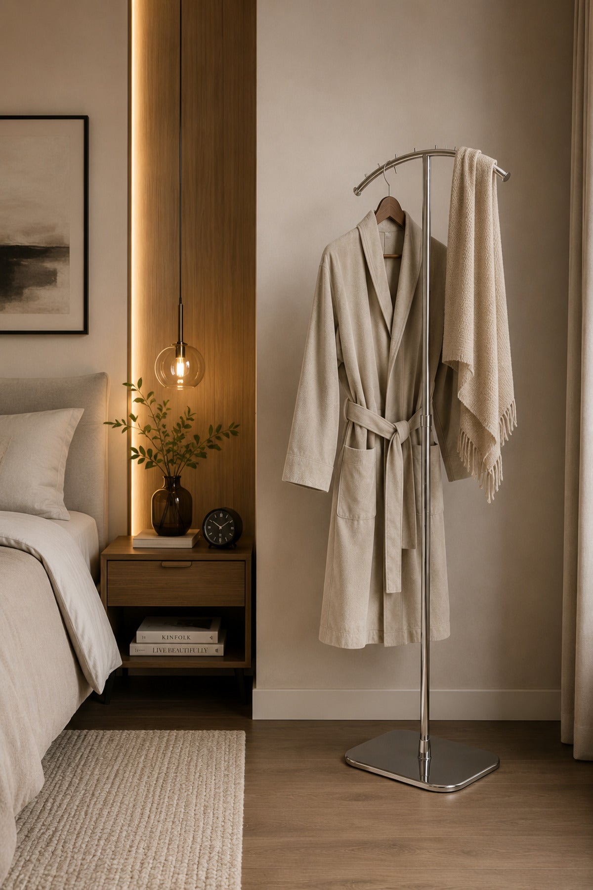 Modern Silver Metal Coat Rack Stand √ê Adjustable Clothing & Garment Hanger (180 CM)
