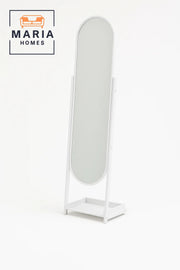 White Oval Standing Mirror with Base Tray Ð Minimalist Floor Mirror