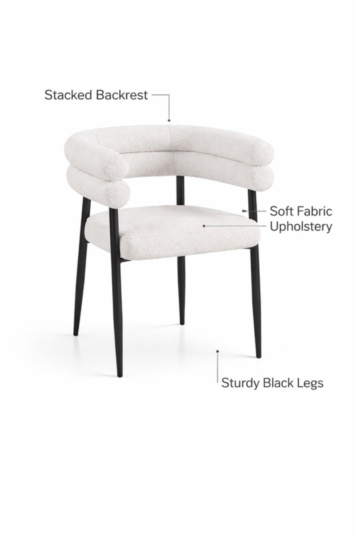 Light Grey Boucl≈Ω Arm Dining Chair 76x52x49cm Modern light grey boucl≈Ω Kitchen