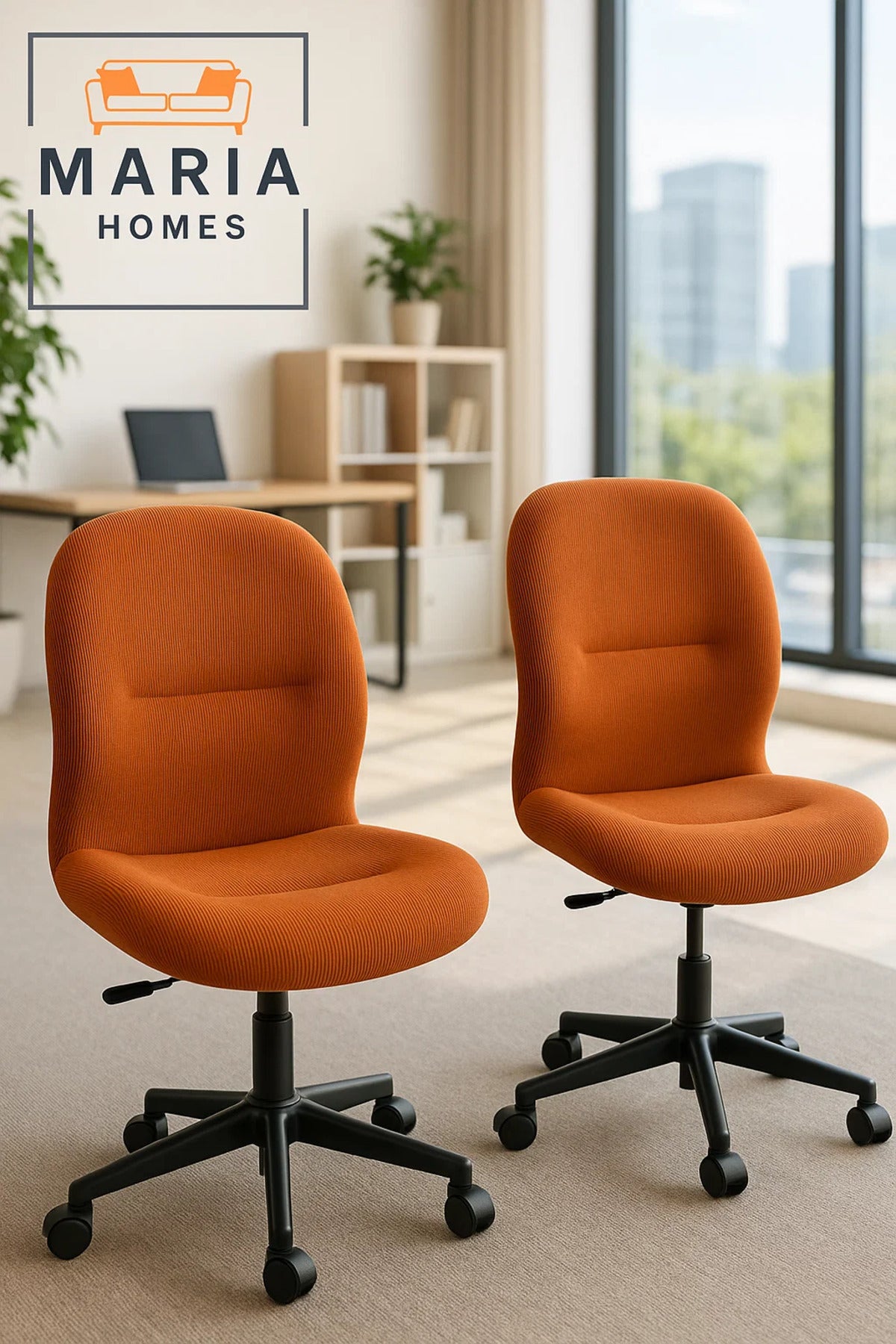 Ergonomic Orange Fabric Office Chair with Wheels Ð Swivel Desk Chair for Home and Workspaces