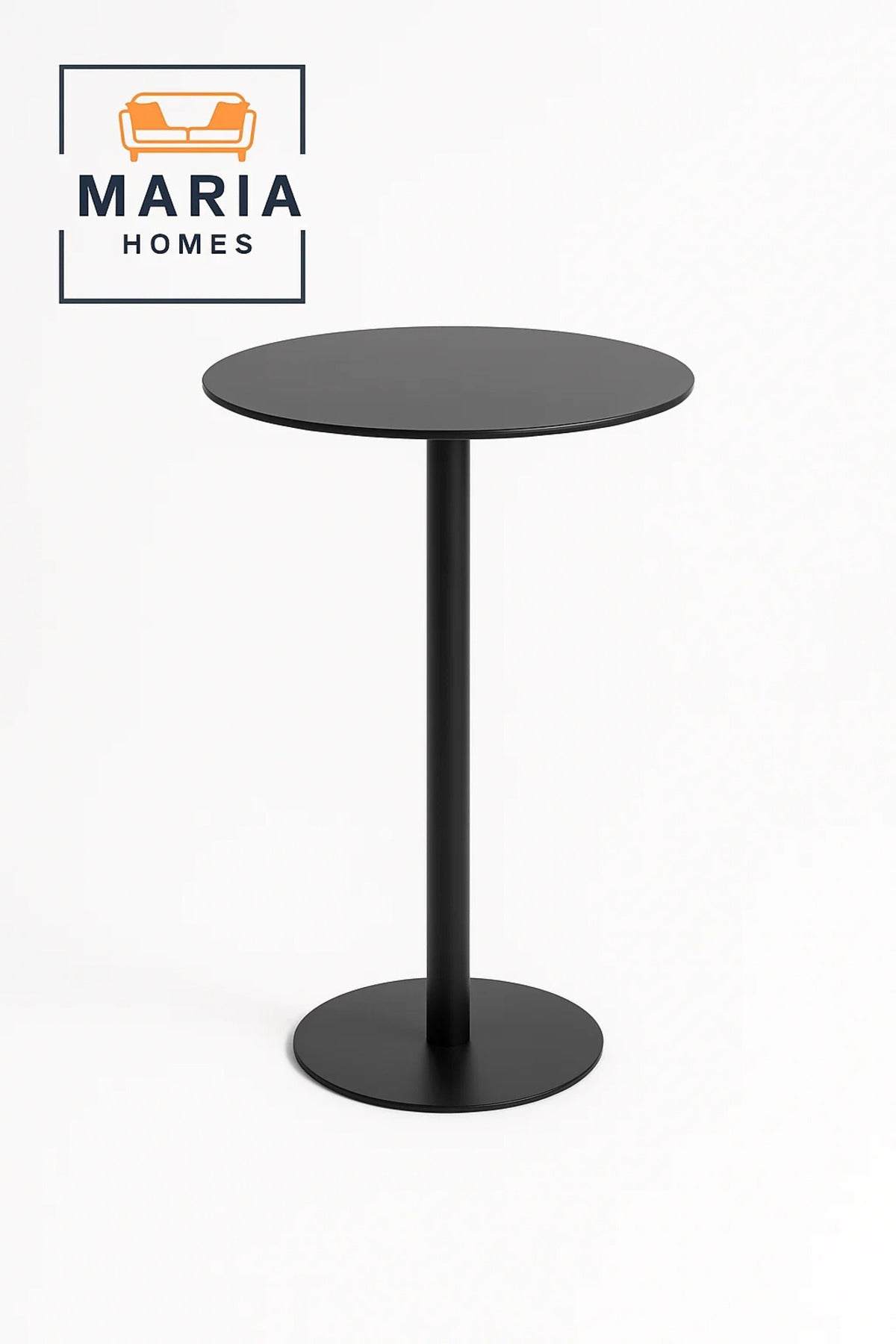 Sleek Black Round Metal Cafe Table Ð Minimalist Design
