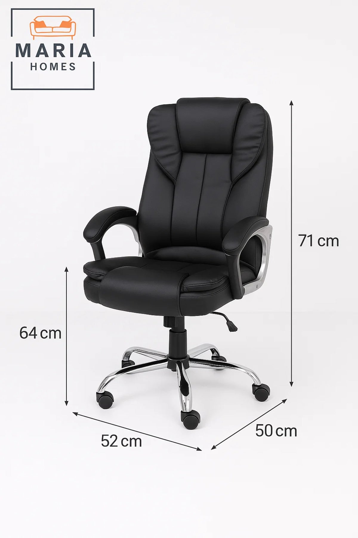 Black Executive Office Chair with High Backrest and Cushioned Support for Home or Office Comfort