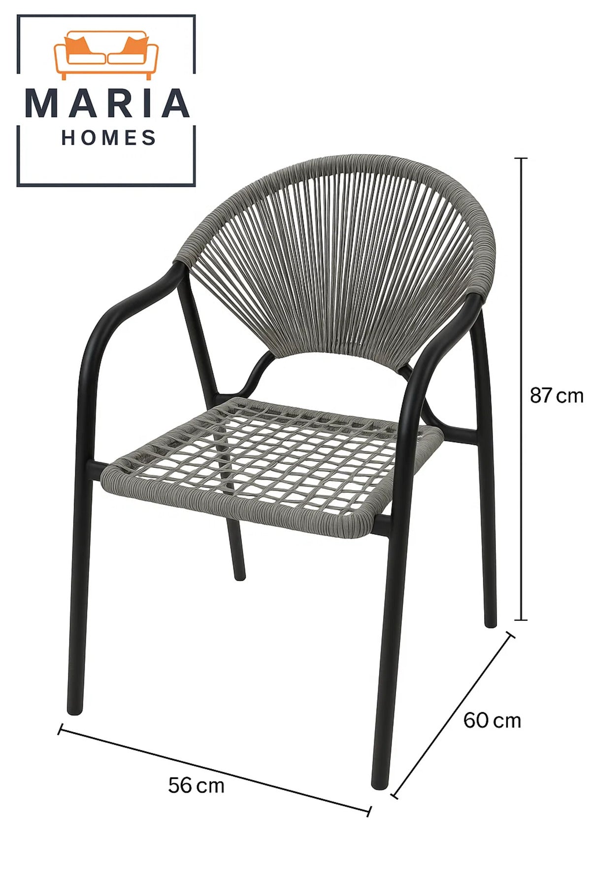Stylish Gray Rope Woven Outdoor Chair Ð Durable and Modern Patio Seating