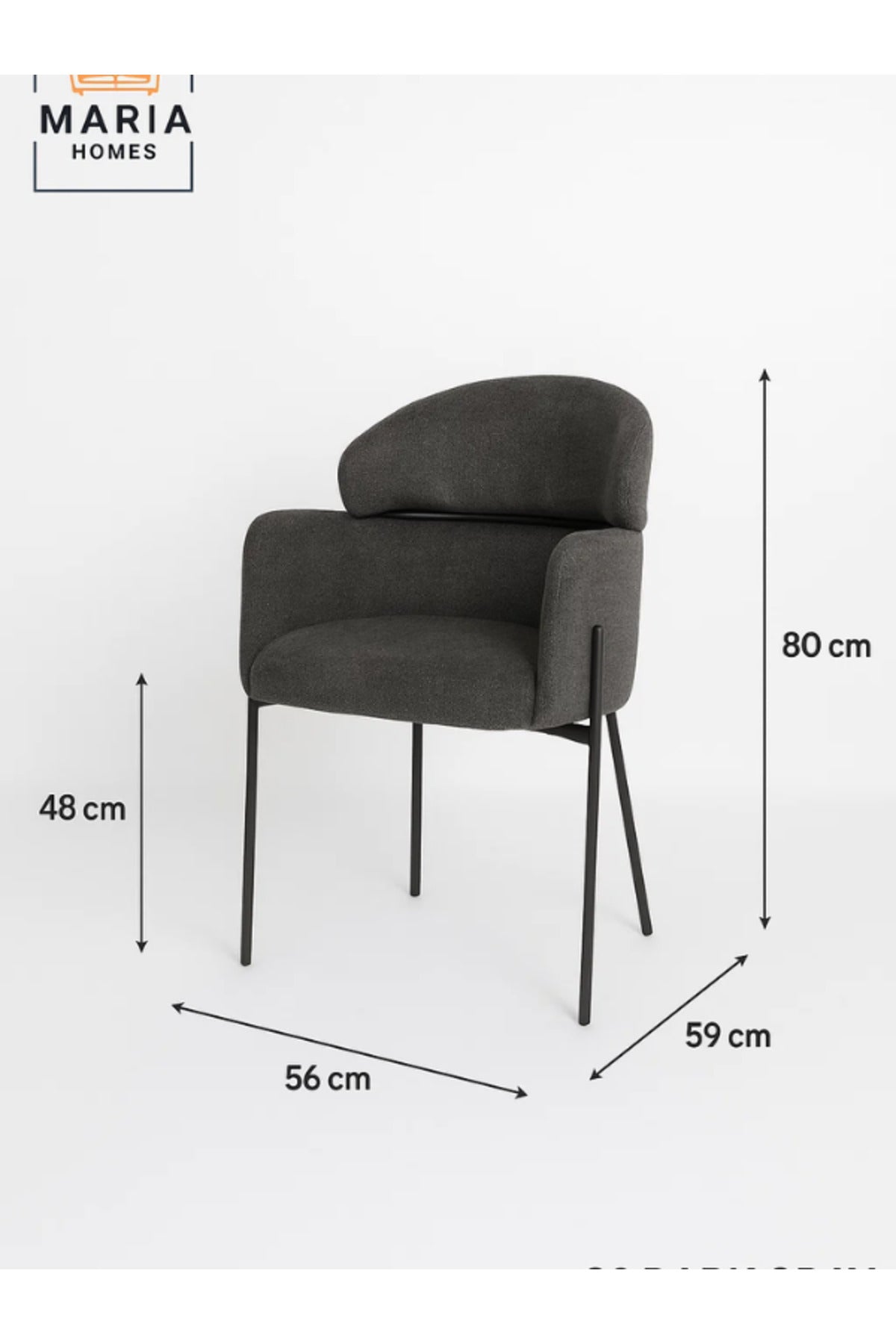 Modern Dark Gray Upholstered Dining Chair √ê Padded Seat & Back with Black Metal Legs