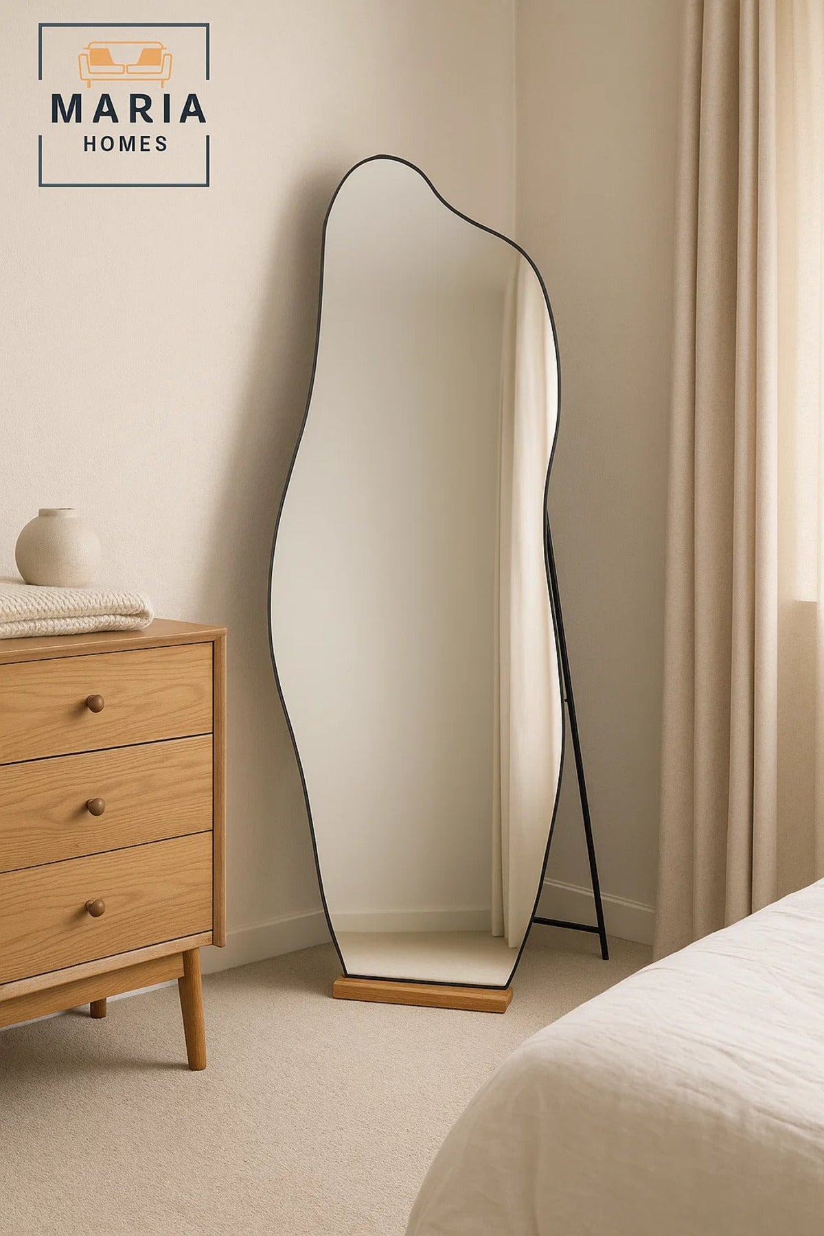 Irregular Full Length Mirror Modern Decorative Standing Floor Mirror for Bedroom Dressing