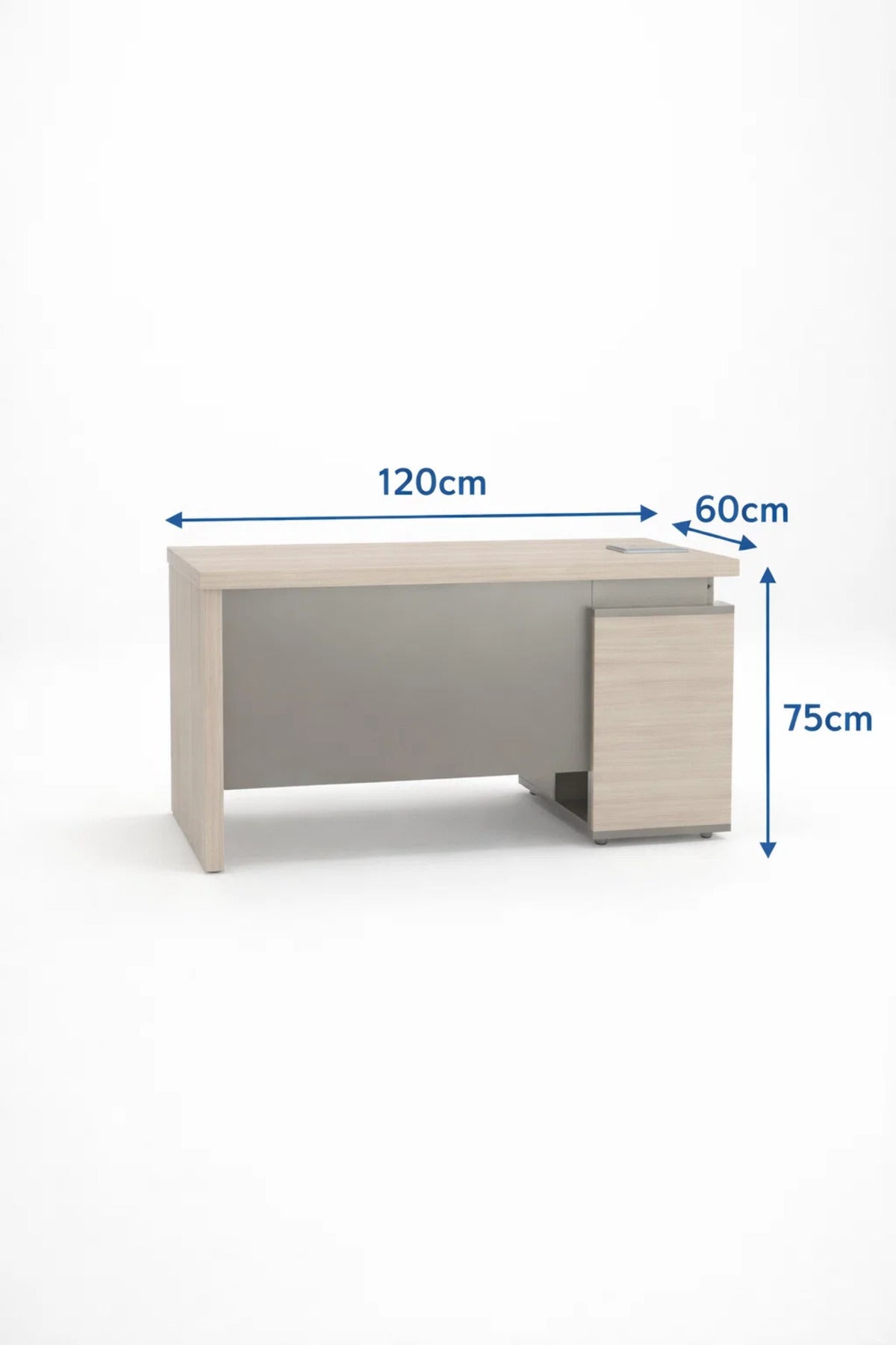 Modern Office Desk 120cm Light Wood Top with 3 Drawers & Lock Grey Frame Study Workstation