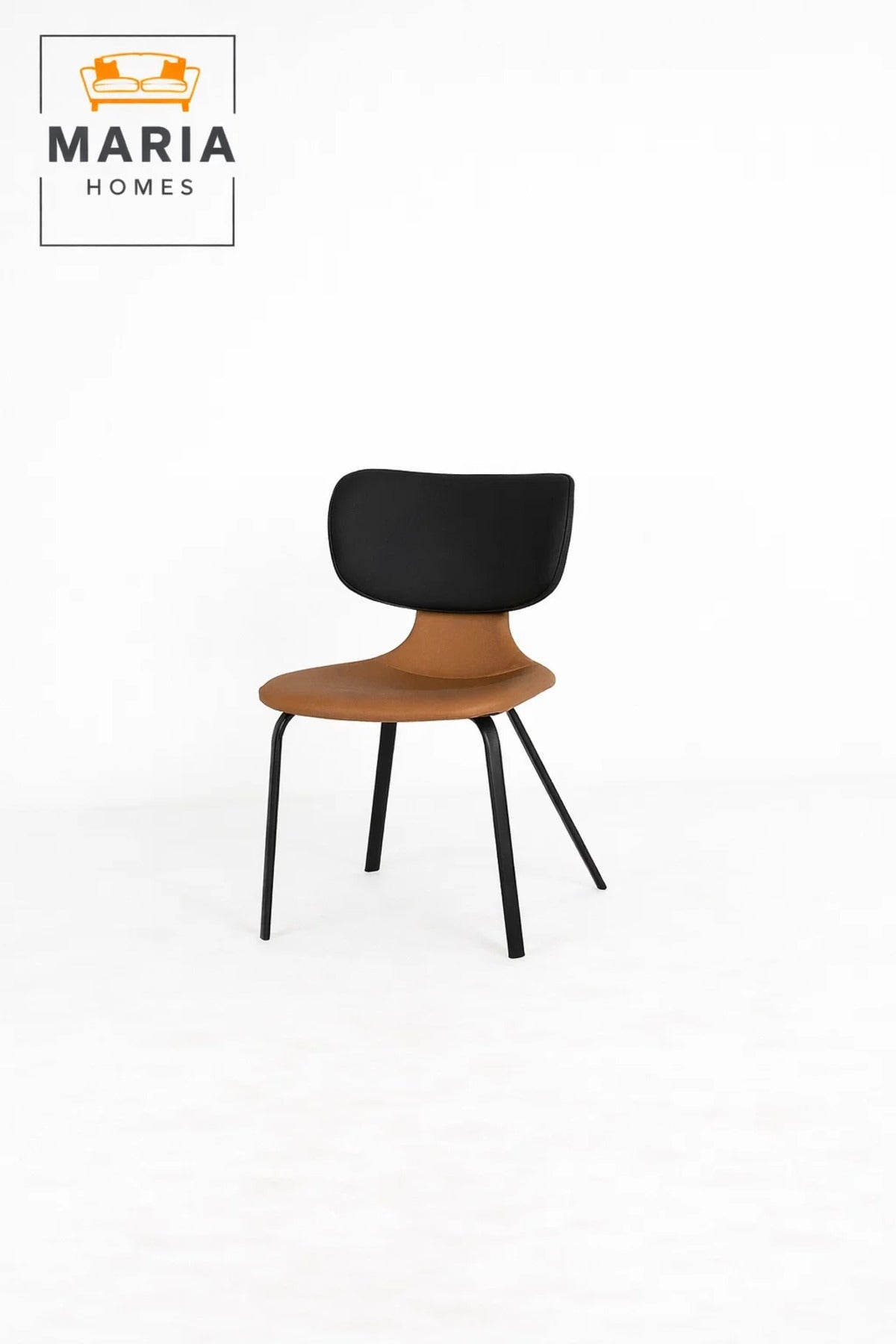 Brown and Black Dining Chair, Modern Comfortable Chair, Sturdy Metal Frame Chair