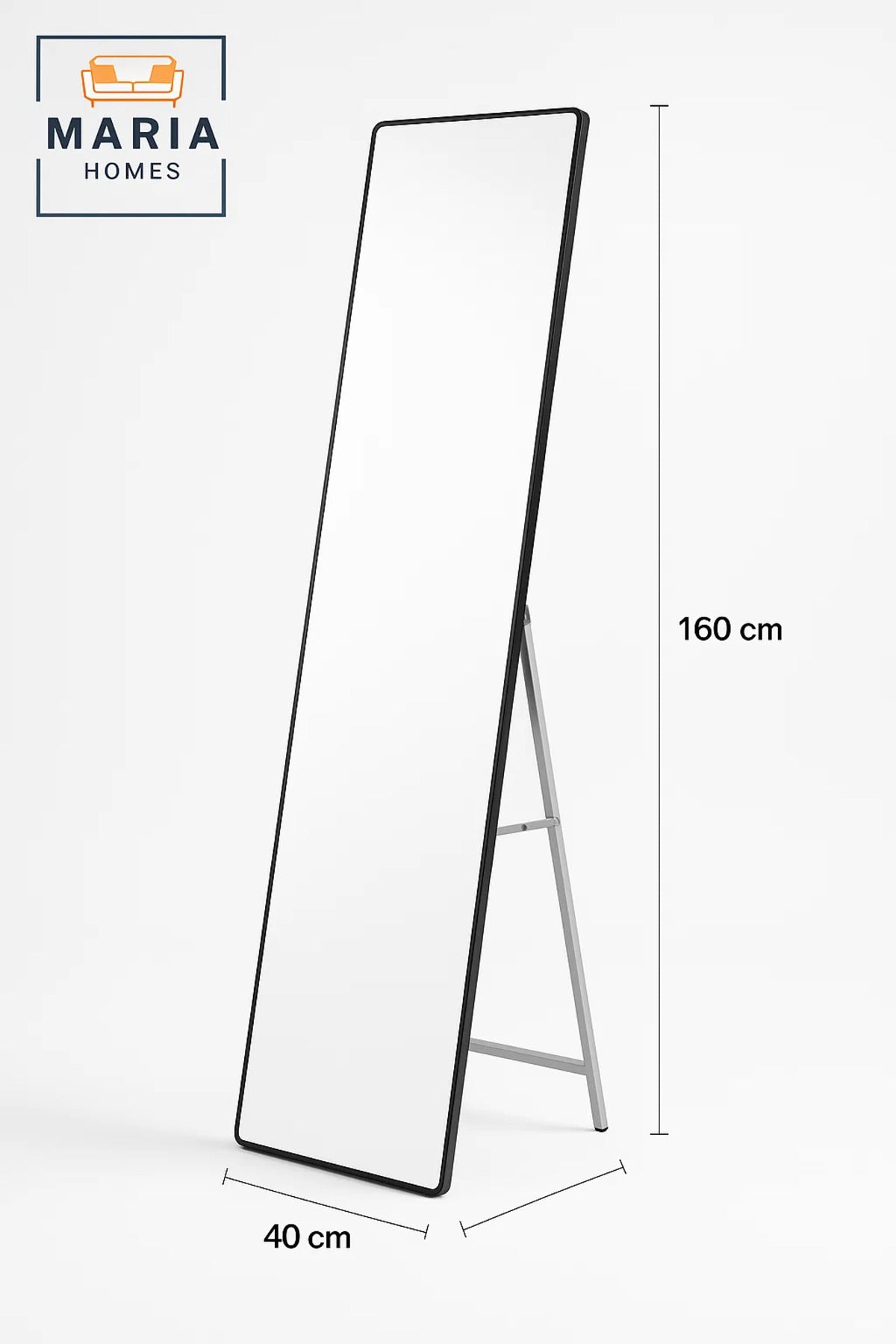 Full Length Black Frame Standing Mirror for Bedroom, Dressing & Living Room D≈Ωcor 160x40
