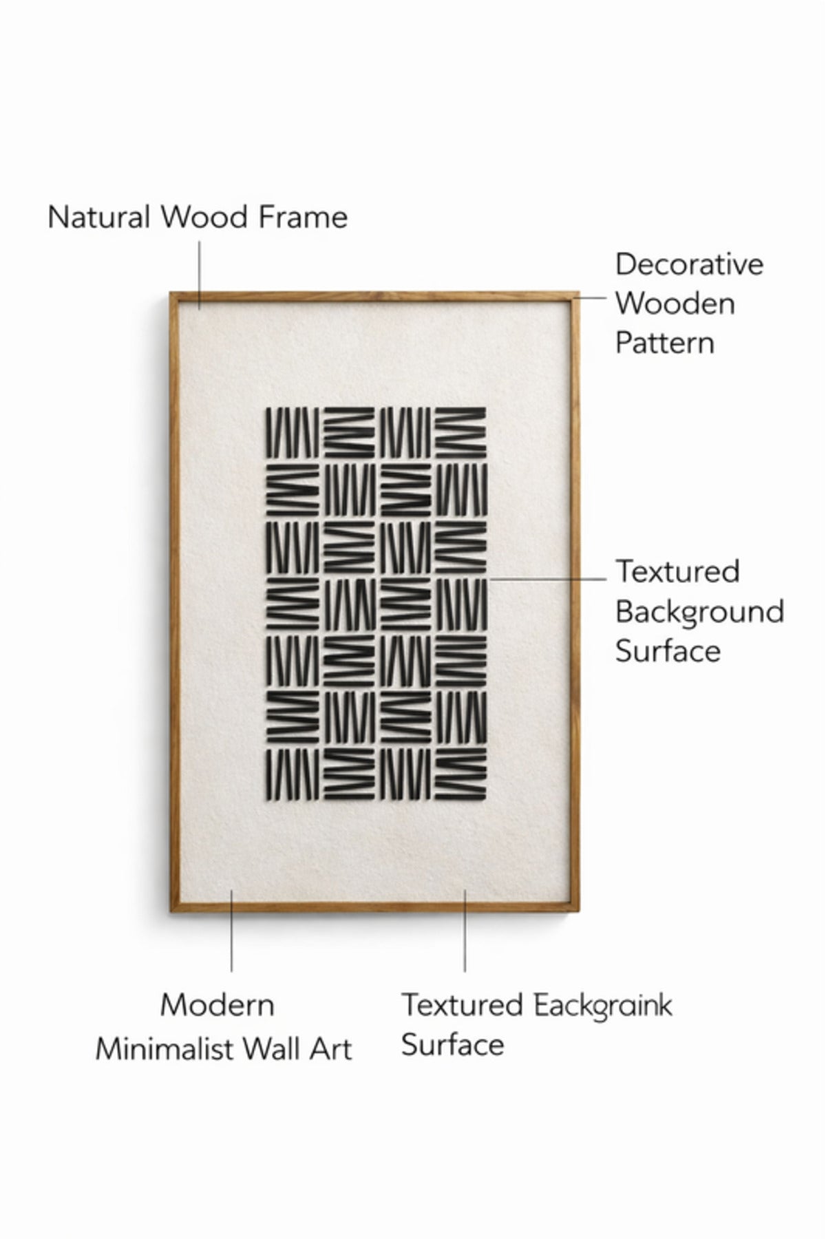 Natural Wood Geometric Wall Art with Wooden Frame Modern Decorative Panel natural wood