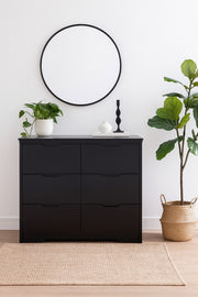 Black Wooden Dresser 80_48_80 cm Ð Modern 6-Drawer Storage Cabinet for Bedroom & Living Room