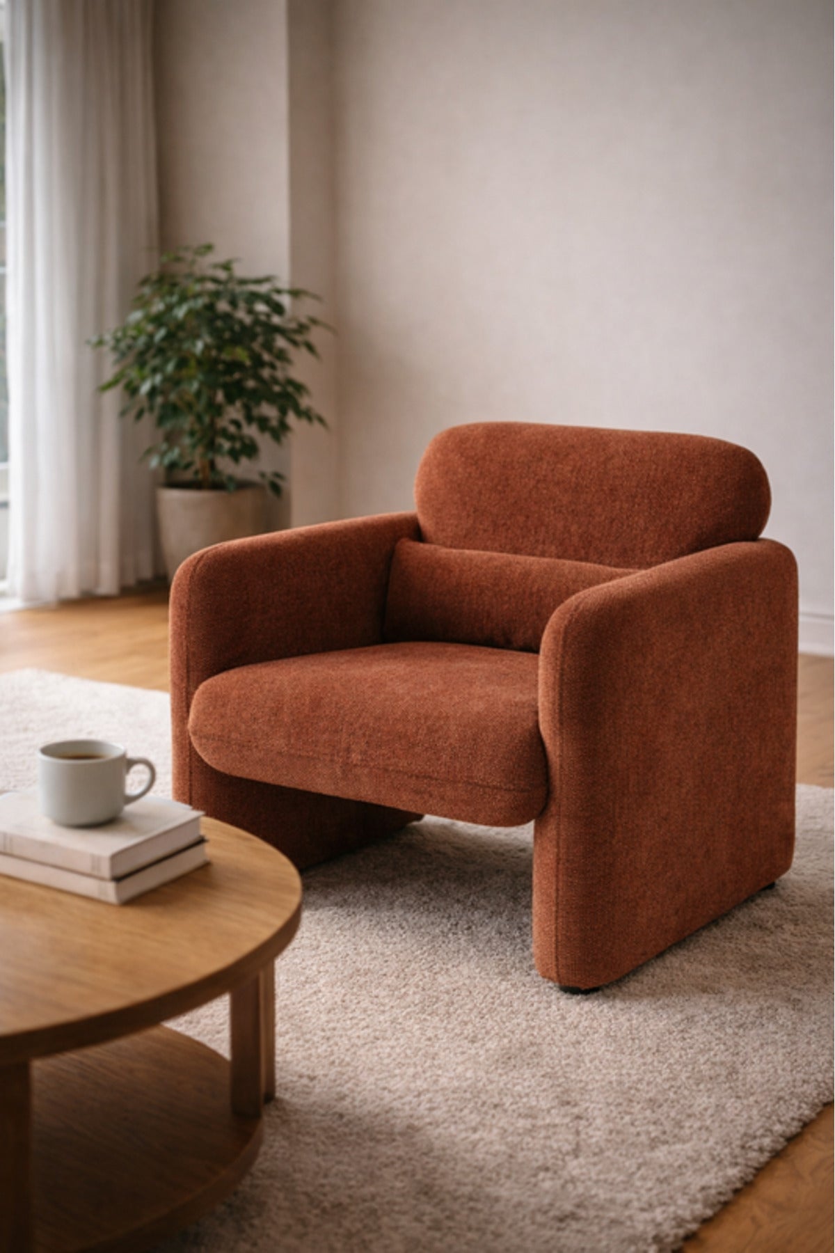 Dark Red Fabric Armchair Modern Living Room Lounge Chair dark red fabric BergÔøΩre