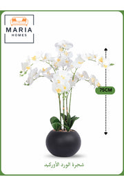 Artificial Orchid Flower Tree 75 cm Ð Elegant Indoor Decor Black with silver dots Pot