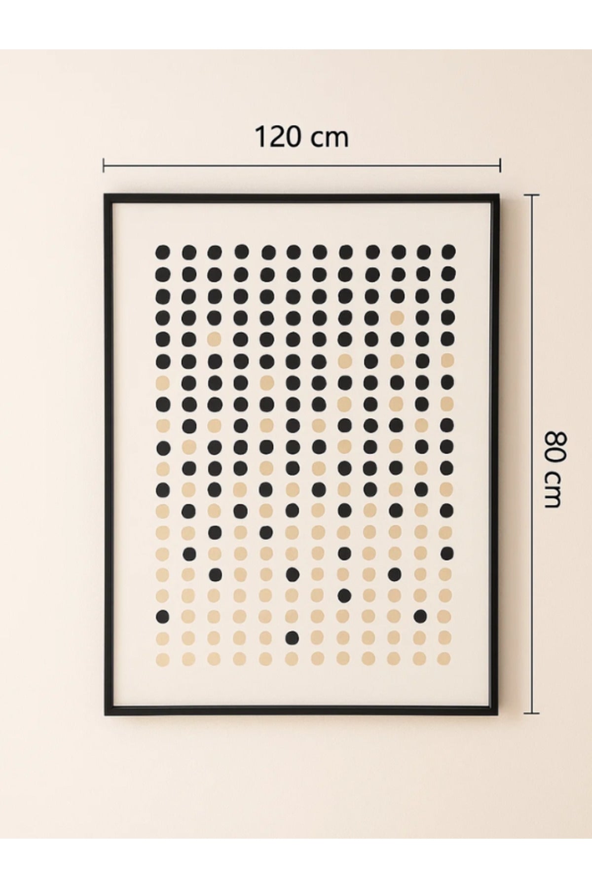 Modern Abstract Wall Art Ð 120_80 cm Black and Beige Dot Pattern Framed Canvas