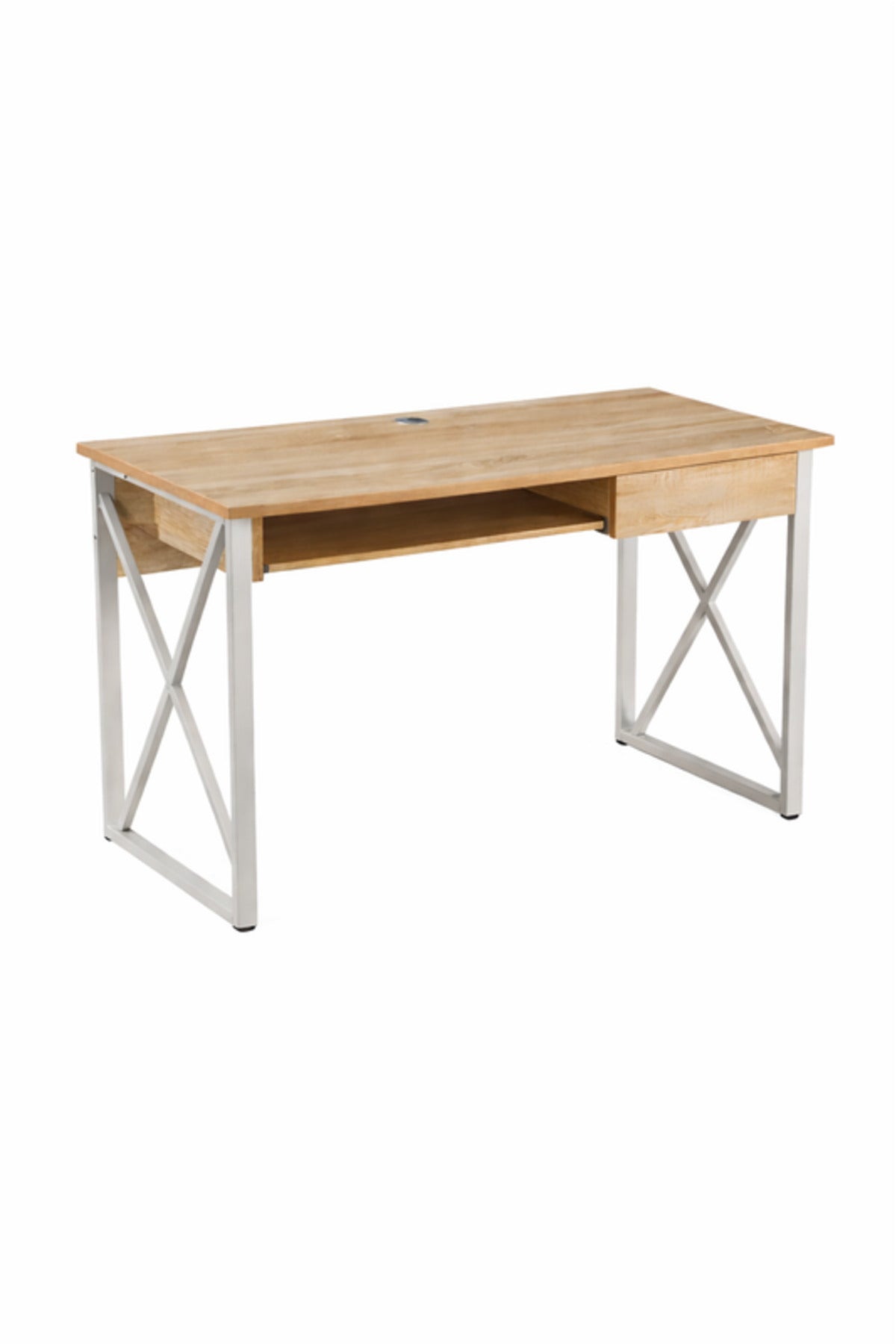 Stylish 120x60cm Wooden Office Desk with White Metal Legs Modern Study Table for Home Workspace