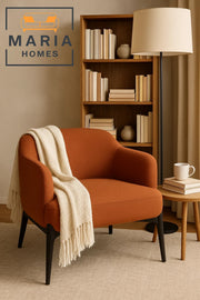 Modern Rust Fabric Armchair with Black Legs