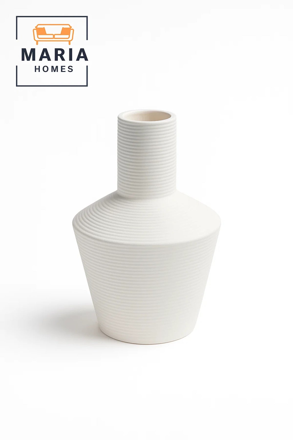 Modern White Decorative Vase Ð Ceramic Table Flower Vase with Textured Design