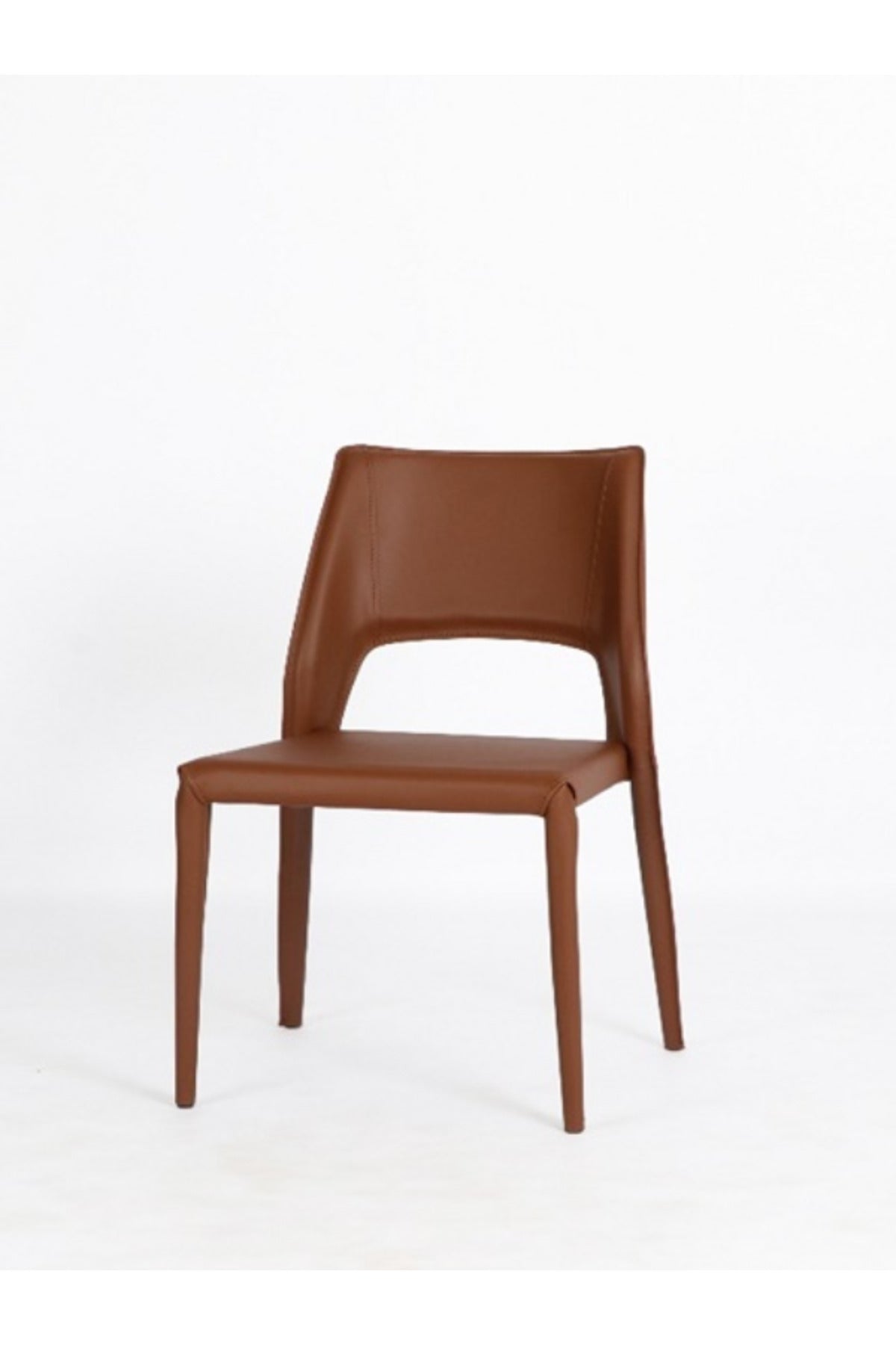 Red Brown PU Leather Dining Chair Ð Modern Full Leather Minimalist Chair for Dining Room & Office